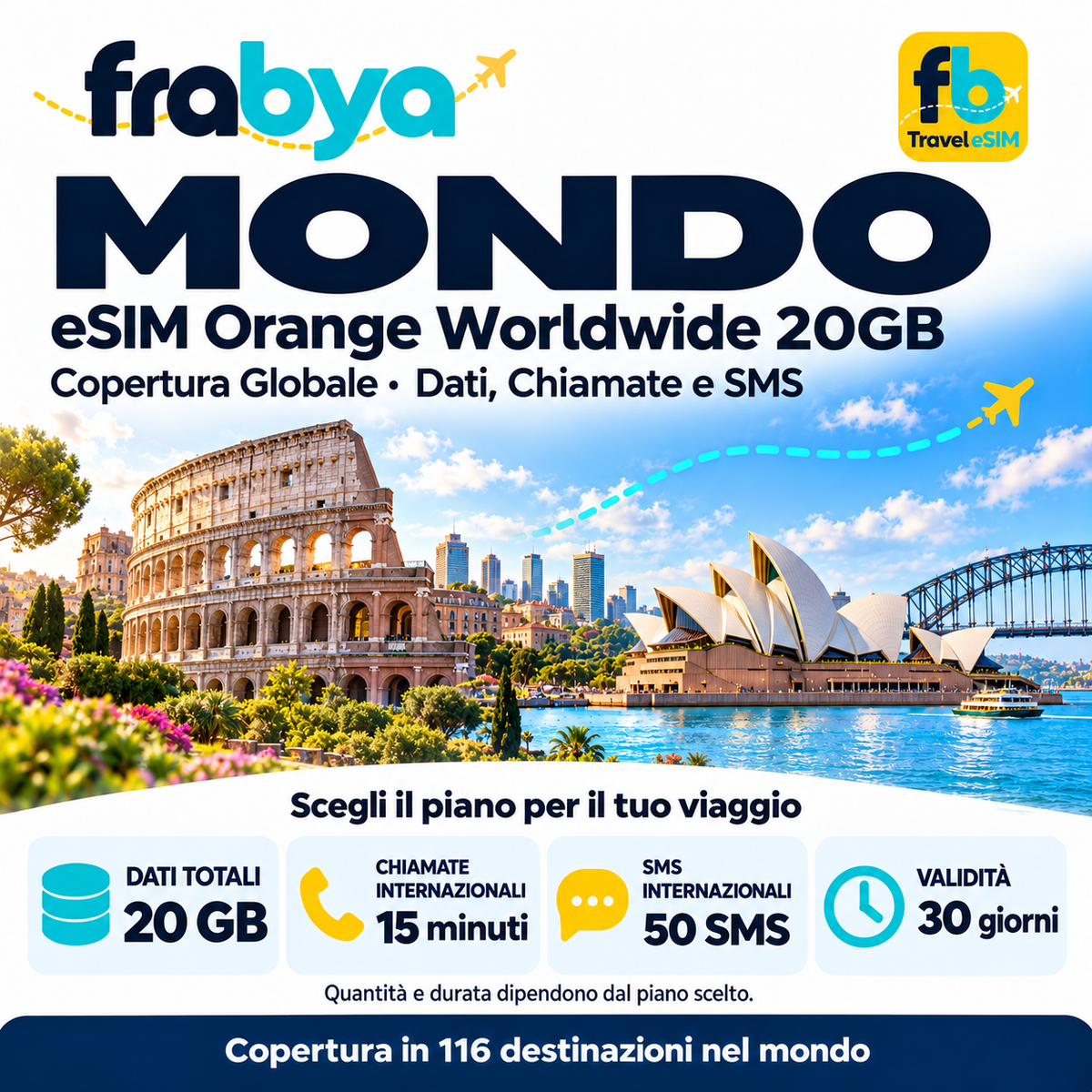 eSIM Orange Worldwide 20GB 30 Giorni - Copertura Globale — Frabya Travel eSIM