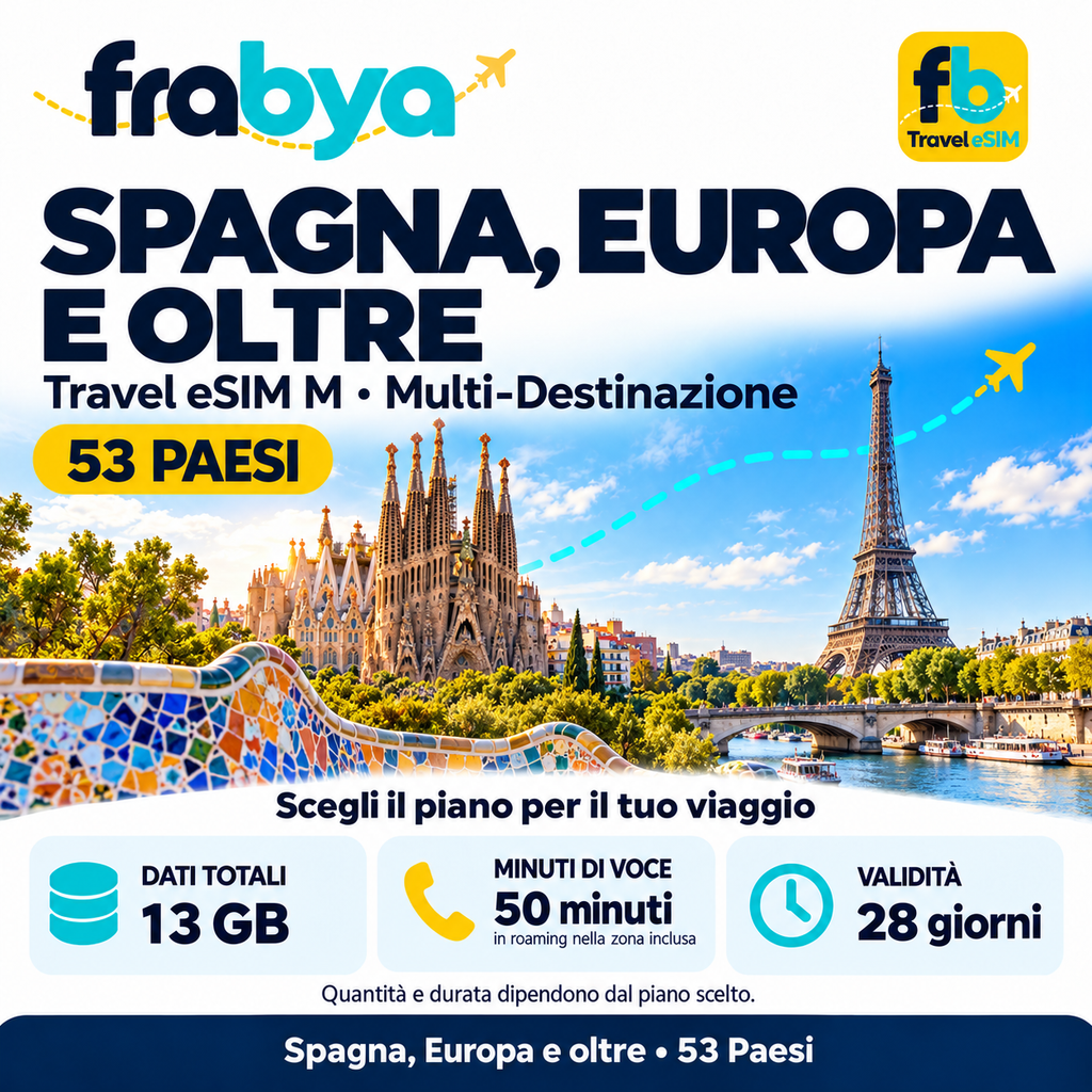 eSIM 13GB 28 giorni – Travel M — Frabya Travel eSIM
