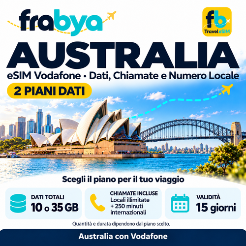eSIM Australia Vodafone – 10GB/35GB – 15 Giorni — Frabya Travel eSIM