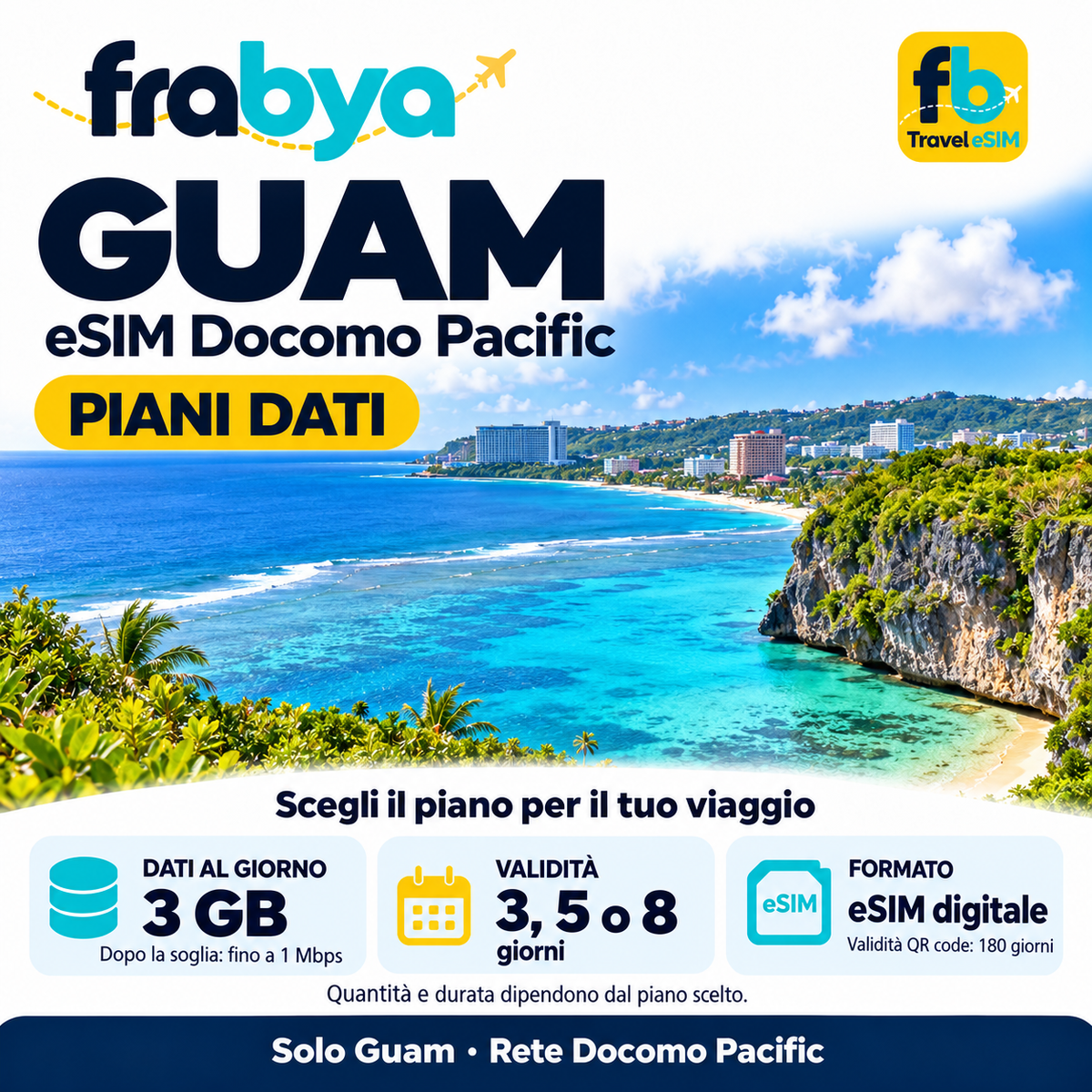 eSIM Guam Docomo – 3GB al Giorno — Frabya Travel eSIM