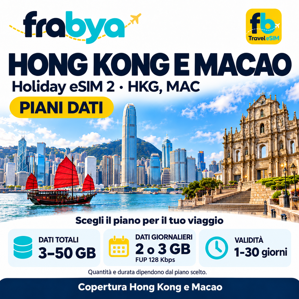 Holiday eSIM 2 HKG, MAC — Frabya Travel eSIM
