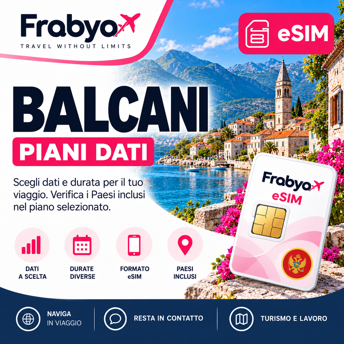 Frabya eSIM BALCANI — piani dati e durate selezionabili