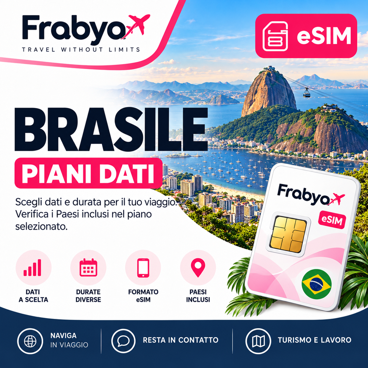 Frabya eSIM BRASILE — piani dati e durate selezionabili