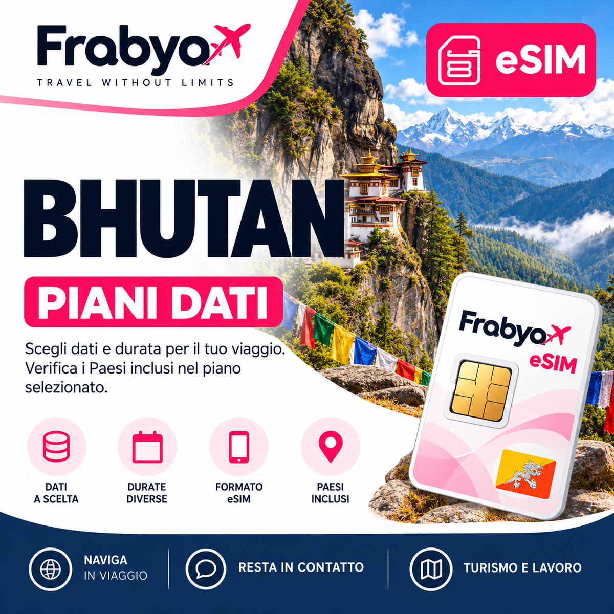 Frabya eSIM BHUTAN — piani dati e durate selezionabili
