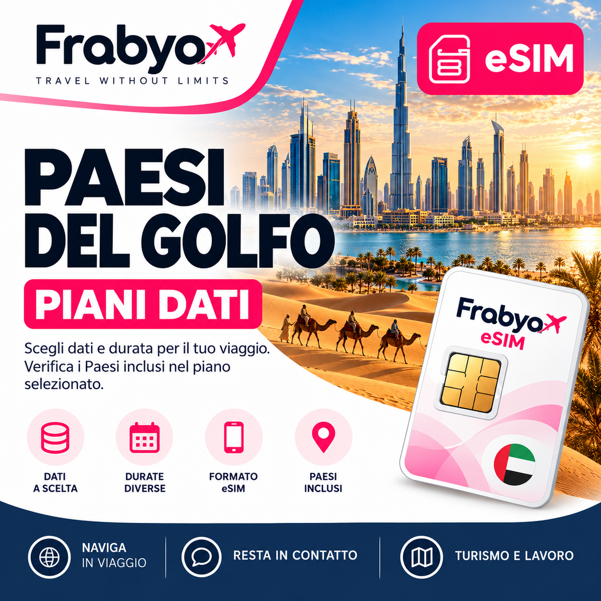 Frabya eSIM PAESI DEL GOLFO — piani dati e durate selezionabili