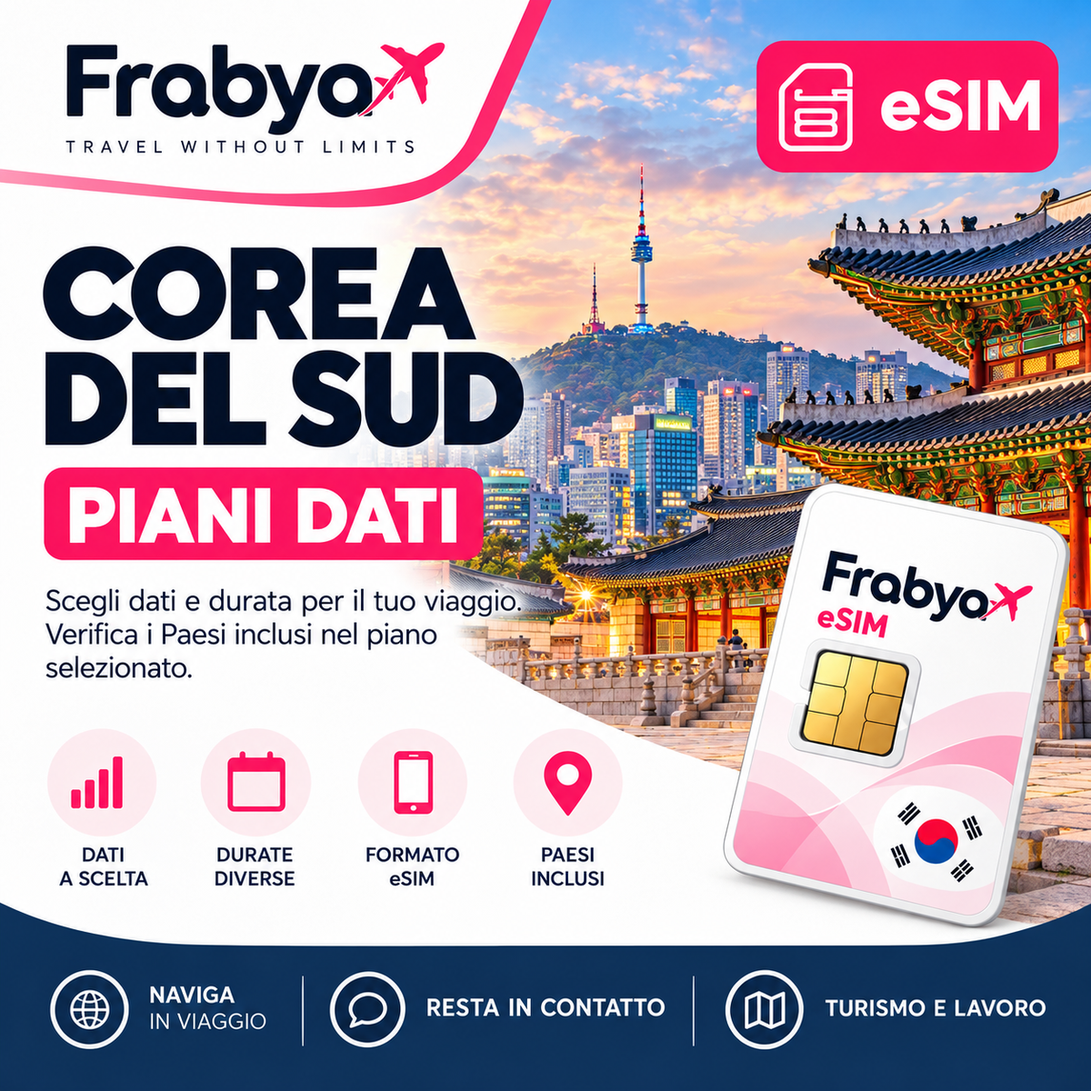 Frabya eSIM COREA DEL SUD — piani dati e durate selezionabili