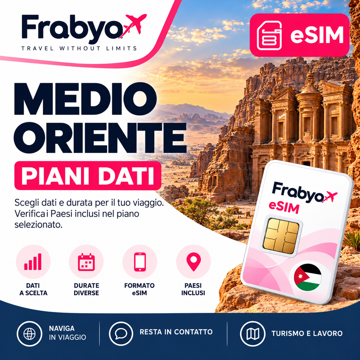 Frabya eSIM MEDIO ORIENTE — piani dati e durate selezionabili