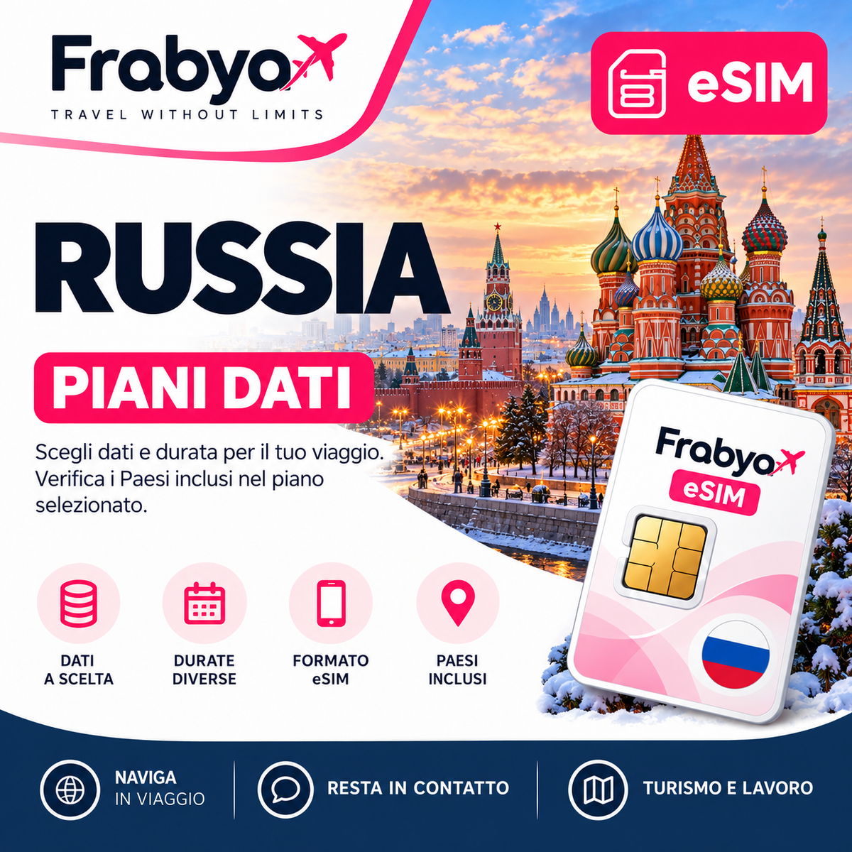 Frabya eSIM RUSSIA — piani dati e durate selezionabili